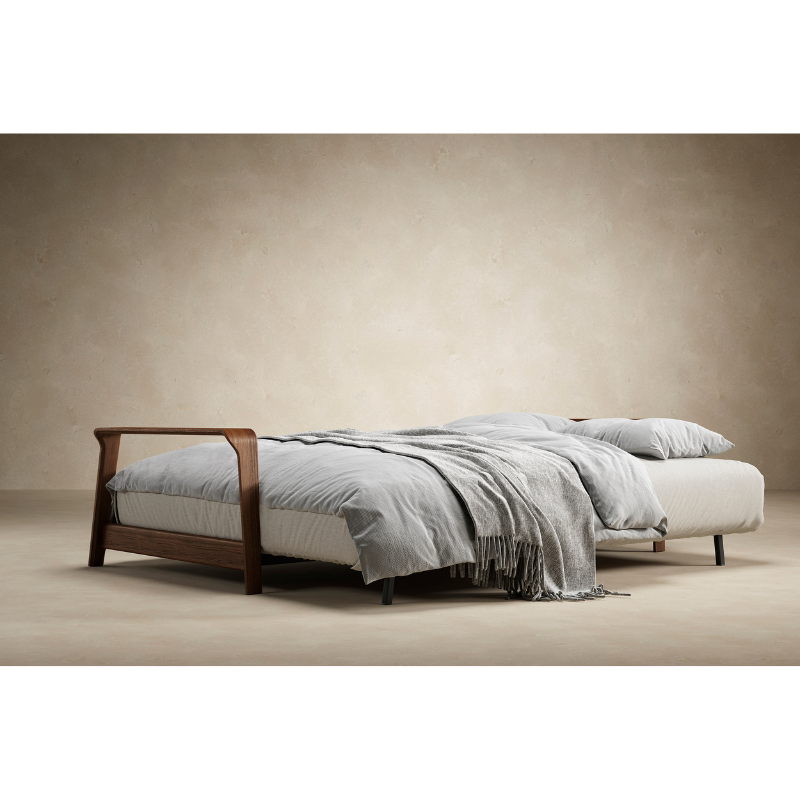 Ran D.E.L. Sofa Bed by Innovation Living in Mixed Dance Natural - 527 Upholstery as a bed