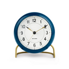 The Station Alarm Clock from Arne Jacobsen in petrol blue.