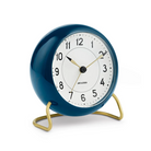 The Station Alarm Clock from Arne Jacobsen in petrol blue from the side.