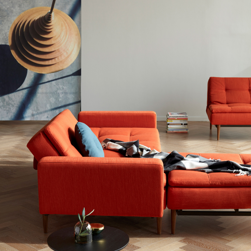 Dublexo Styletto Sofa Bed with Arms is modular sleeper sofa in paprika