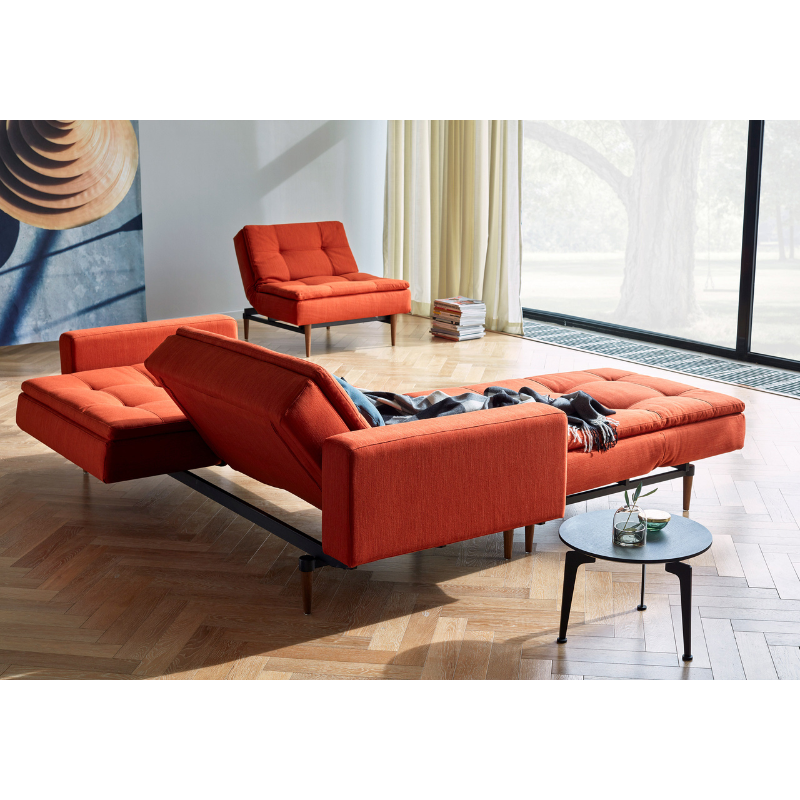 Dublexo Styletto Sofa Bed with Arms is modular sleeper sofa in paprika
