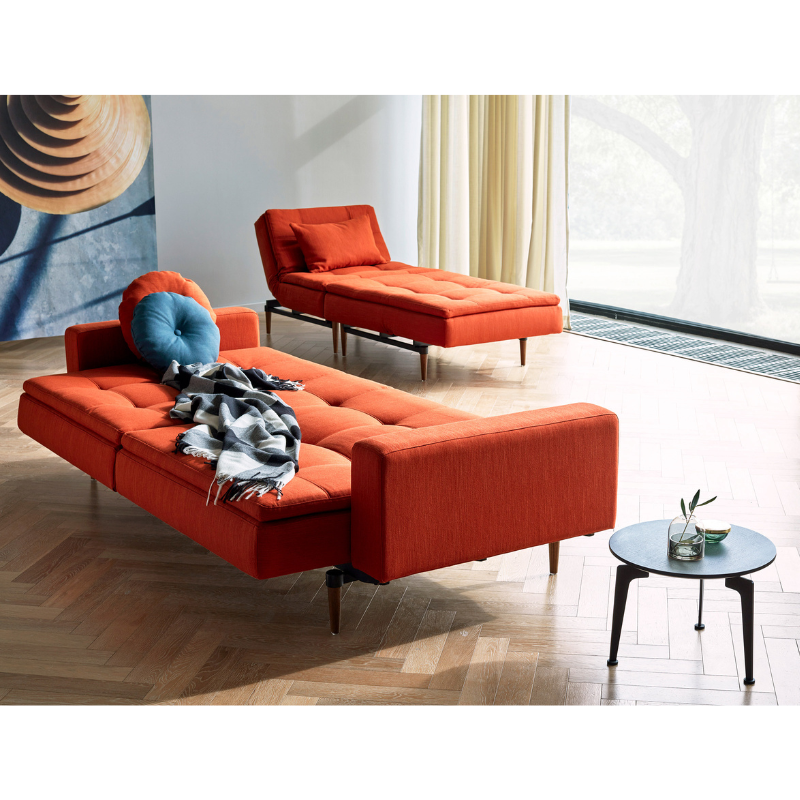 Dublexo Styletto Sofa Bed with Arms is modular sleeper sofa in paprika