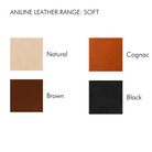 The aniline leather options for the Broadway Lounge Chair from Eikund of Norway.