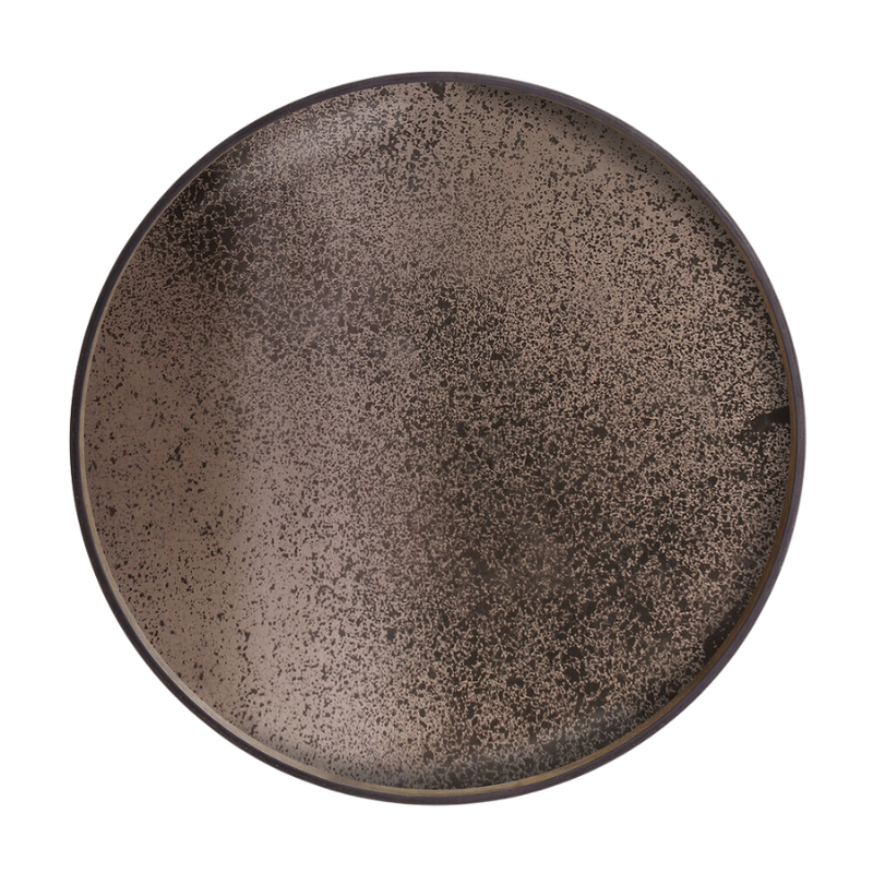 The Aged Mirror Tray from Ethnicraft round shape, size large in bronze.