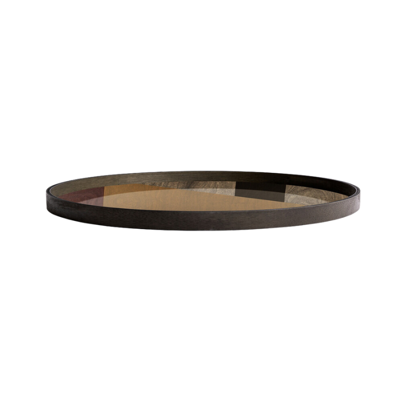 The Angle Glass Tray from Ethnicraft round shape, large size from the side.