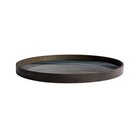 The Organic Glass Tray from Ethnicraft round shape, medium size in graphite from the side.