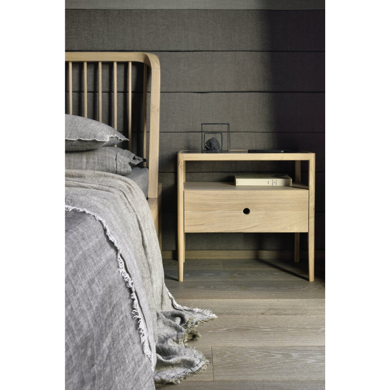 The Spindle collection found its inspiration in the traditional spinning wheel and incorporates perfectly aligned spokes into the headboard. Slightly tapered legs and rounded edges add a soft, sensual quality to this beautiful bedroom collection.