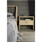 With its one drawer, open space and slightly tapered legs, the Spindle bedside table is the perfect no-nonsense companion for the striking Spindle bed.