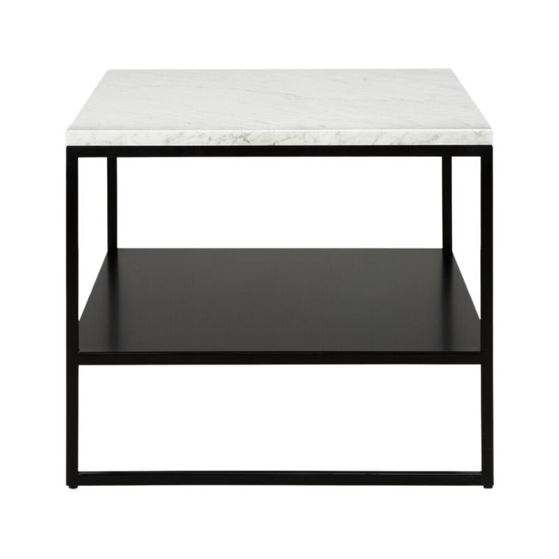 The Stone Side Table from Ethncraft in white carrara from the side.