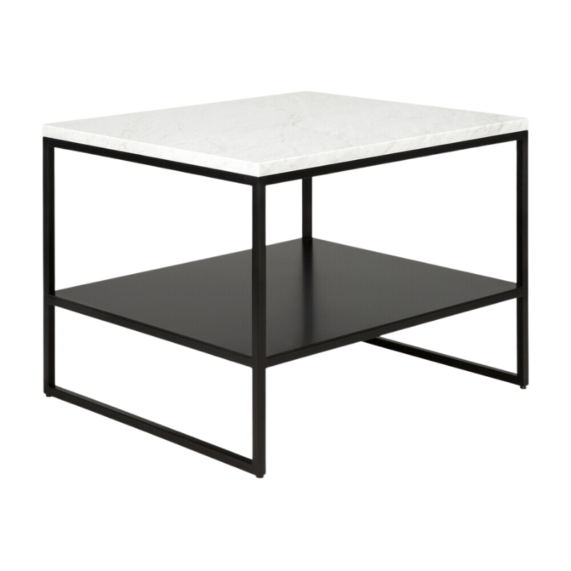 The Stone Side Table from Ethncraft in white carrara, turned.