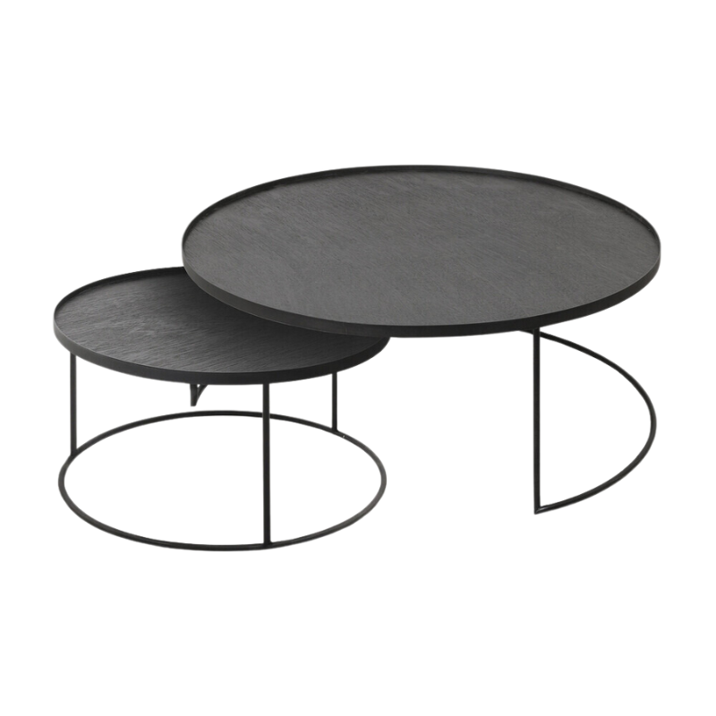 The Tray Coffee Table Set from Ethnicraft medium and large round.