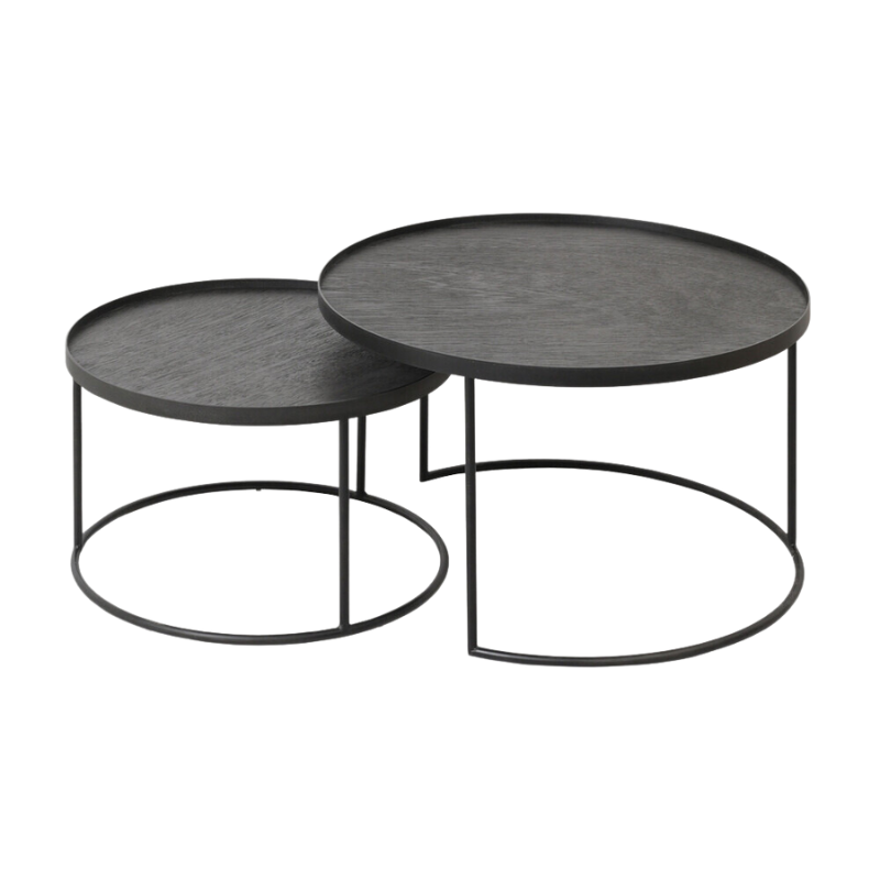 The Tray Coffee Table Set from Ethnicraft small and medium round.