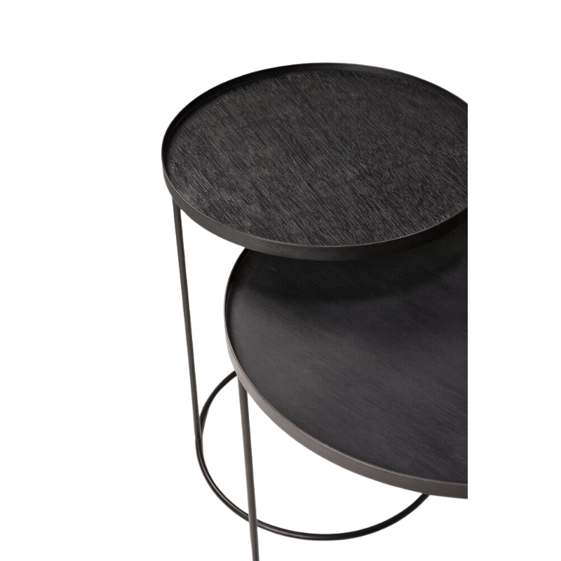 The Tray Side Table Set from Ethnicraft focusing on the design detail.