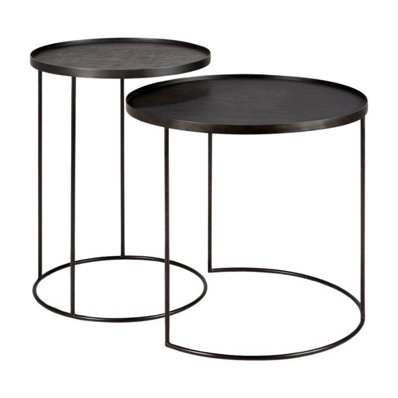 The Tray Side Table Set from Ethnicraft being used as nesting tables.