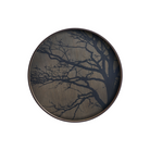 The Tree Wooden Tray from Ethnicraft round shape, small medium in black.