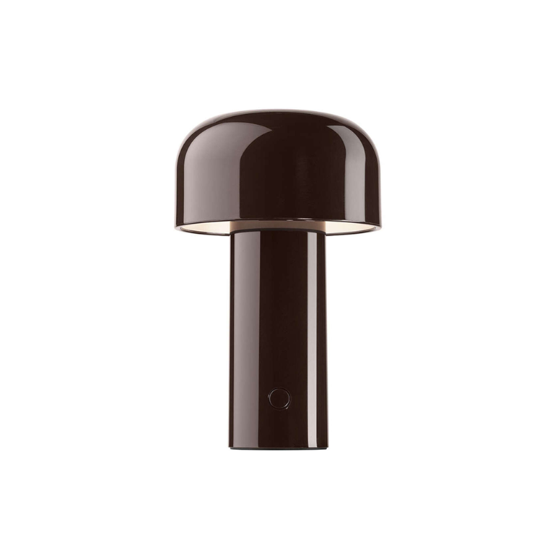 The Bellhop Portable Table Lamp from FLOS in dark brown.