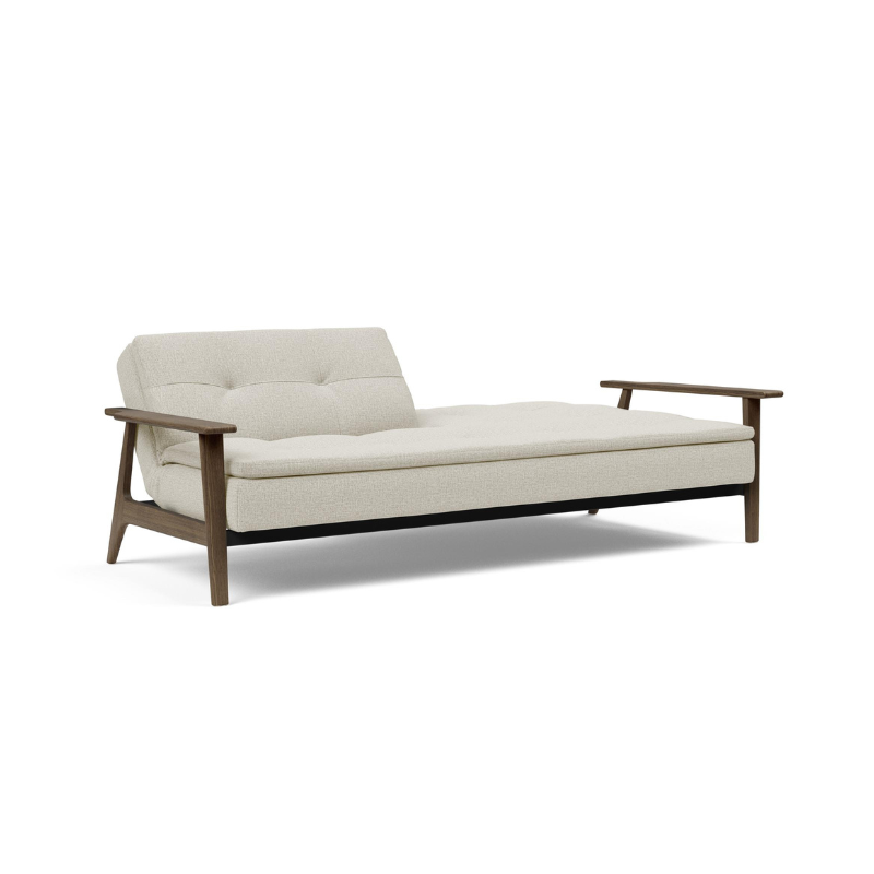 The Dublexo Frej Sofa Bed Smoked Oak from Innovation Living partially down.