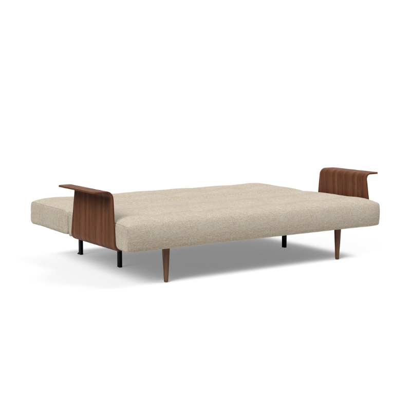 The Recast Sofa Bed Dark Styletto With Arms from Innovation Living used as a bed.