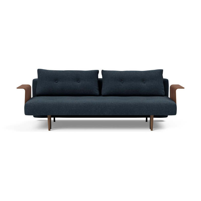 The Recast Sofa Bed Dark Styletto With Arms from Innovation Living in Nist Blue 515.