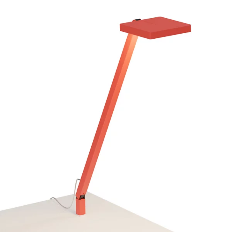 The Focaccia Solo Lamp from Koncept with the through table mount in matte fire red.