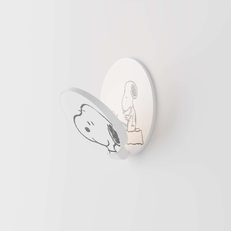 The Peanuts Edition Gravy Wall Sconce  from Koncept in the Snoopy style from the side.