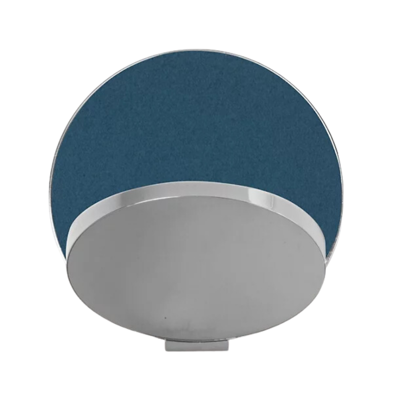 The Plug-In Gravy Wall Sconce from Koncept with the chrome body and azure (felt) plate