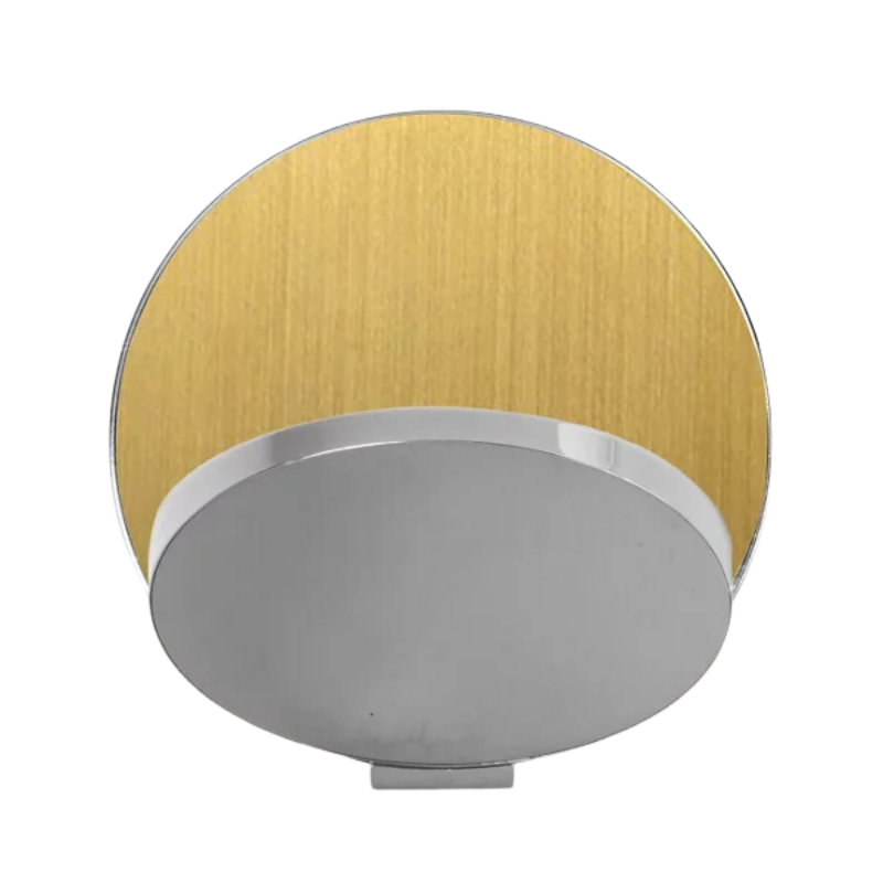 The Plug-In Gravy Wall Sconce from Koncept with the chrome body and brass plate.