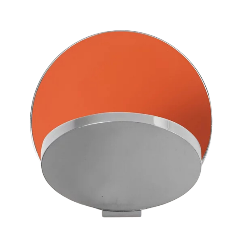 The Plug-In Gravy Wall Sconce from Koncept with the chrome body and matte orange plate.