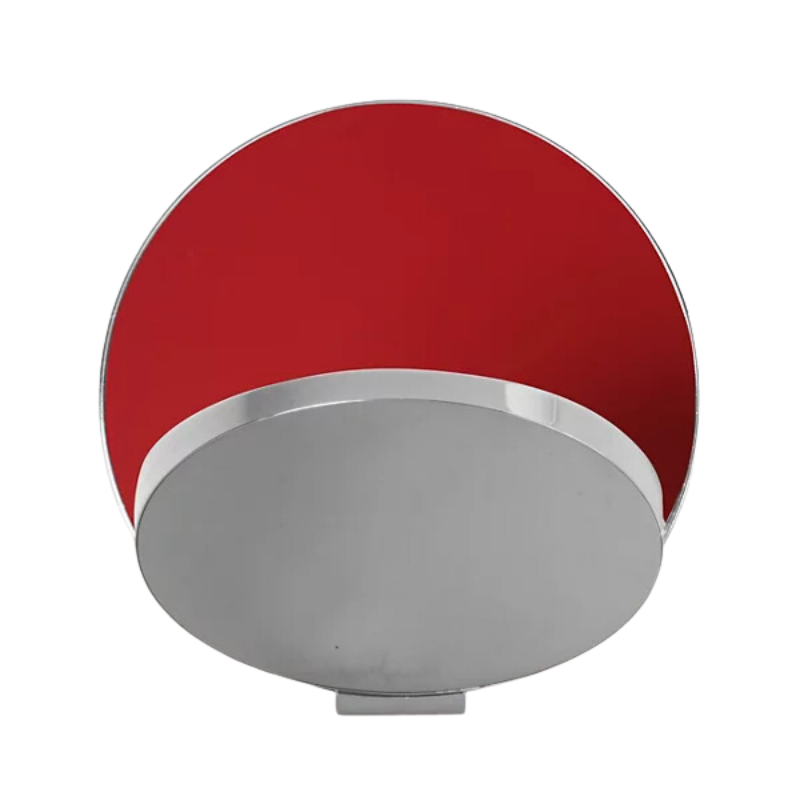 The Plug-In Gravy Wall Sconce from Koncept with the chrome body and matte red plate.