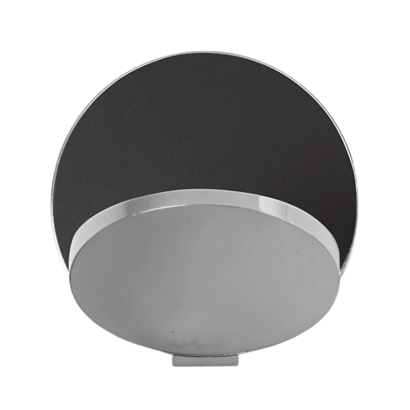 The Plug-In Gravy Wall Sconce from Koncept with the chrome body and metallic black plate.