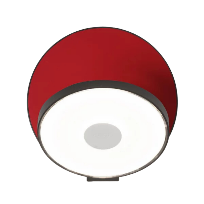 The Plug-In Gravy Wall Sconce from Koncept with the metallic black body and matte red plate.