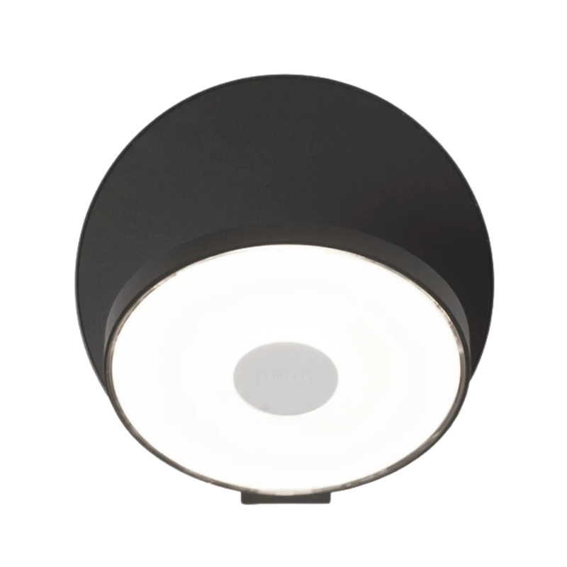 The Plug-In Gravy Wall Sconce from Koncept with the metallic black body and metallic black plate.