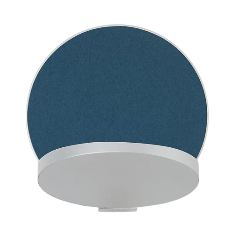 The Plug-In Gravy Wall Sconce from Koncept with the silver body and azure (felt) plate.