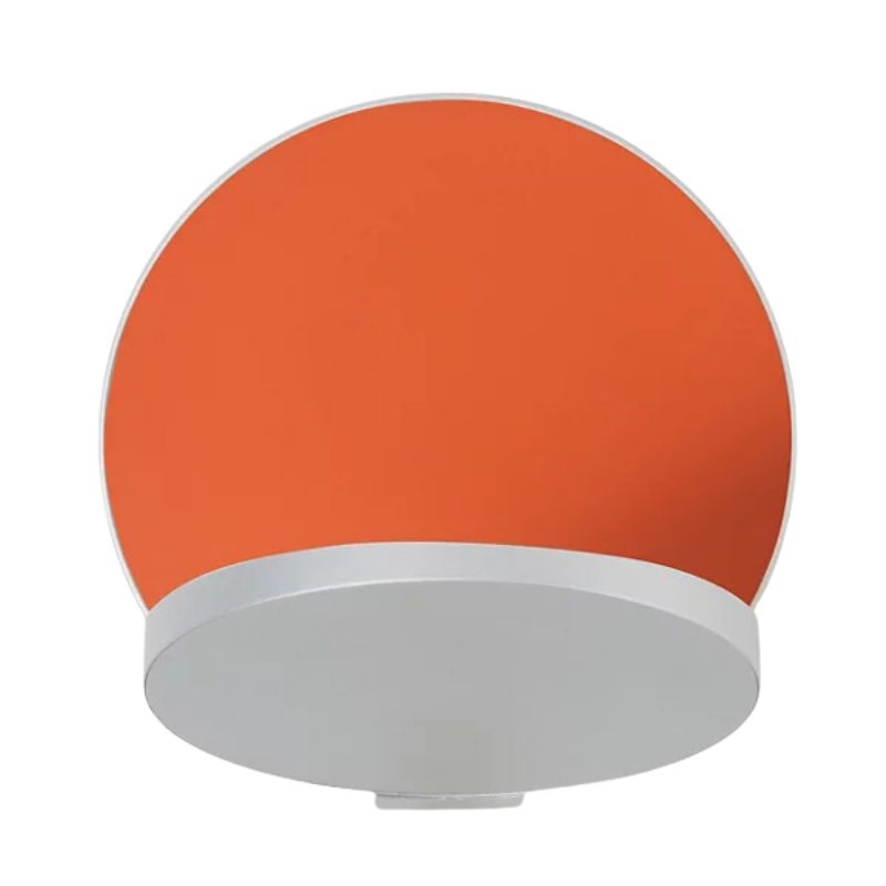 The Plug-In Gravy Wall Sconce from Koncept with the silver body and matte orange plate.