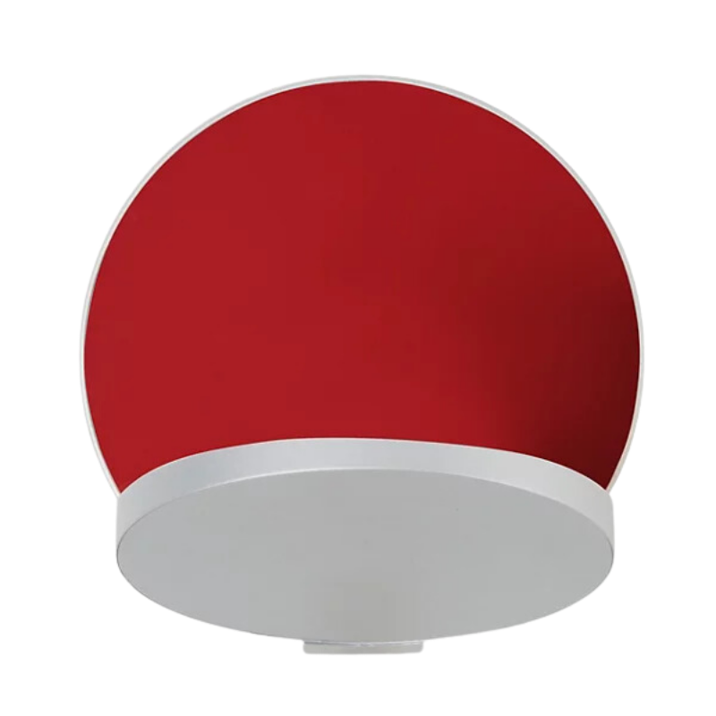 The Plug-In Gravy Wall Sconce from Koncept with the silver body and matte red plate.