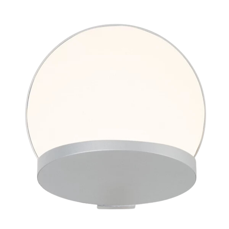 The Plug-In Gravy Wall Sconce from Koncept with the silver body and matte white plate.