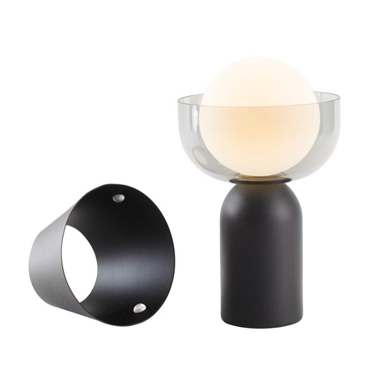 The Guy Portable Lamp from Koncept in matte black with the bowl collar.