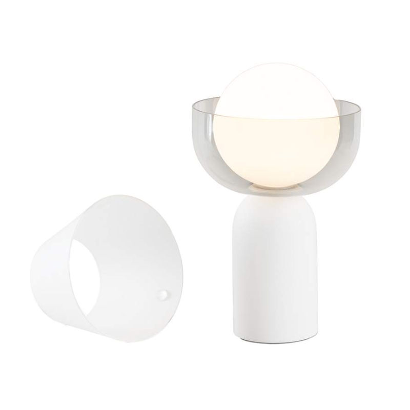 The Guy Portable Lamp from Koncept in matte white with the bowl collar.