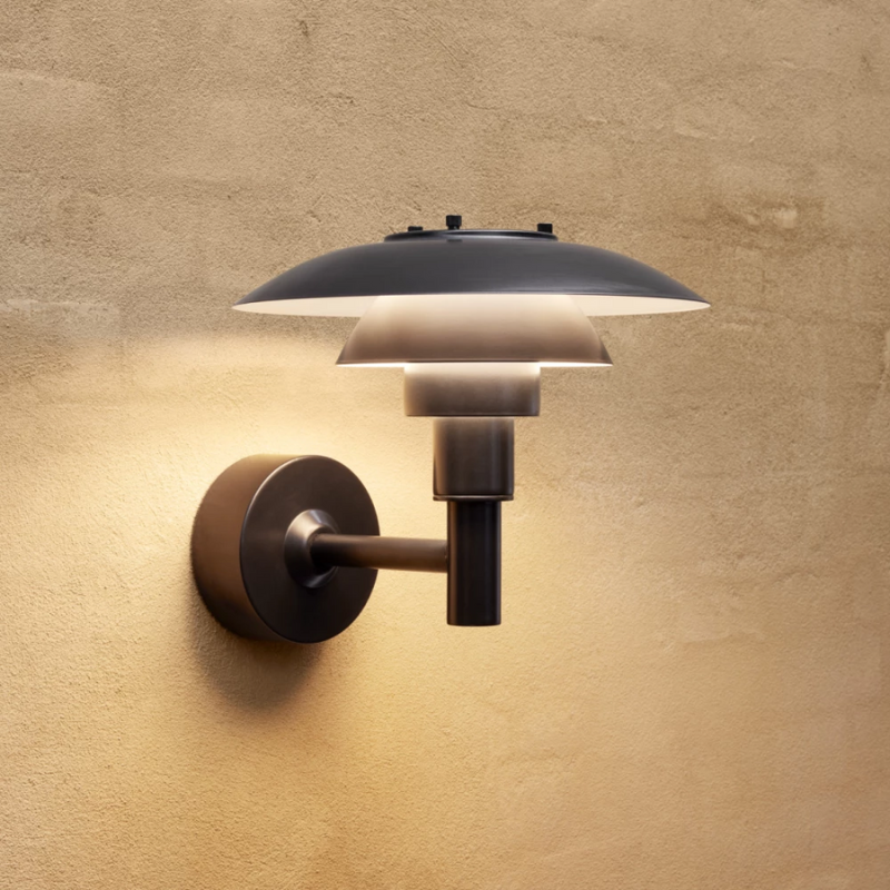 The PH 3-2½ Wall from Louis Poulsen used as an outdoor wall sconce.