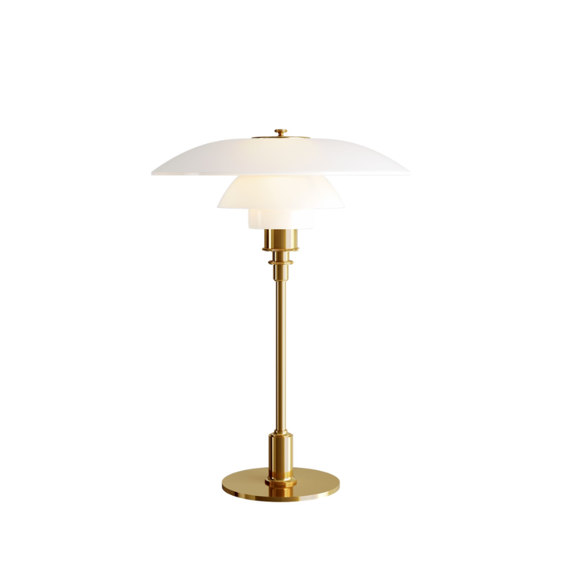 The PH 3½-2½ Glass Table Lamp from Louis Poulsen in brass.