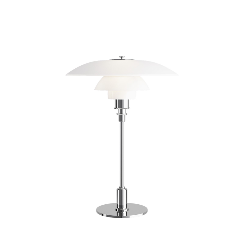 The PH 3½-2½ Glass Table Lamp from Louis Poulsen in chrome.