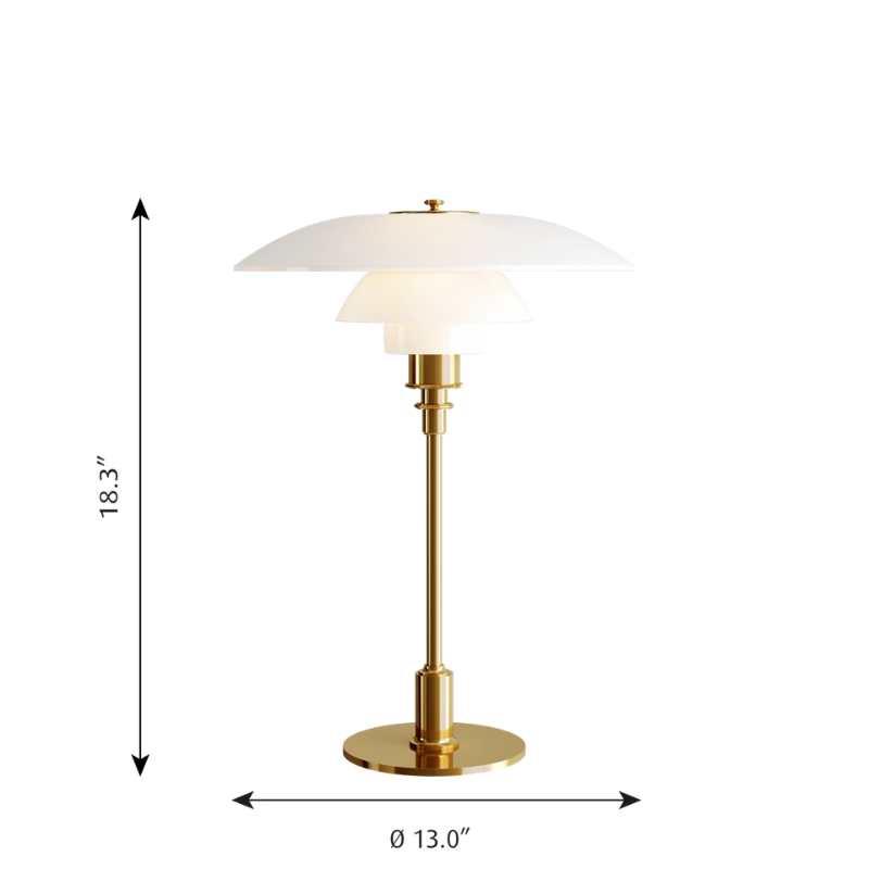 The PH 3½-2½ Glass Table Lamp from Louis Poulsen dimensions.