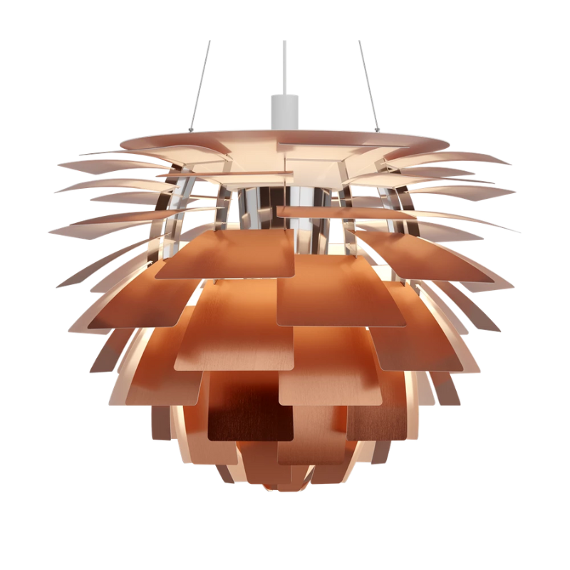 The PH Artichoke from Louis Poulsen in copper, extra large (33.1 inch) size.