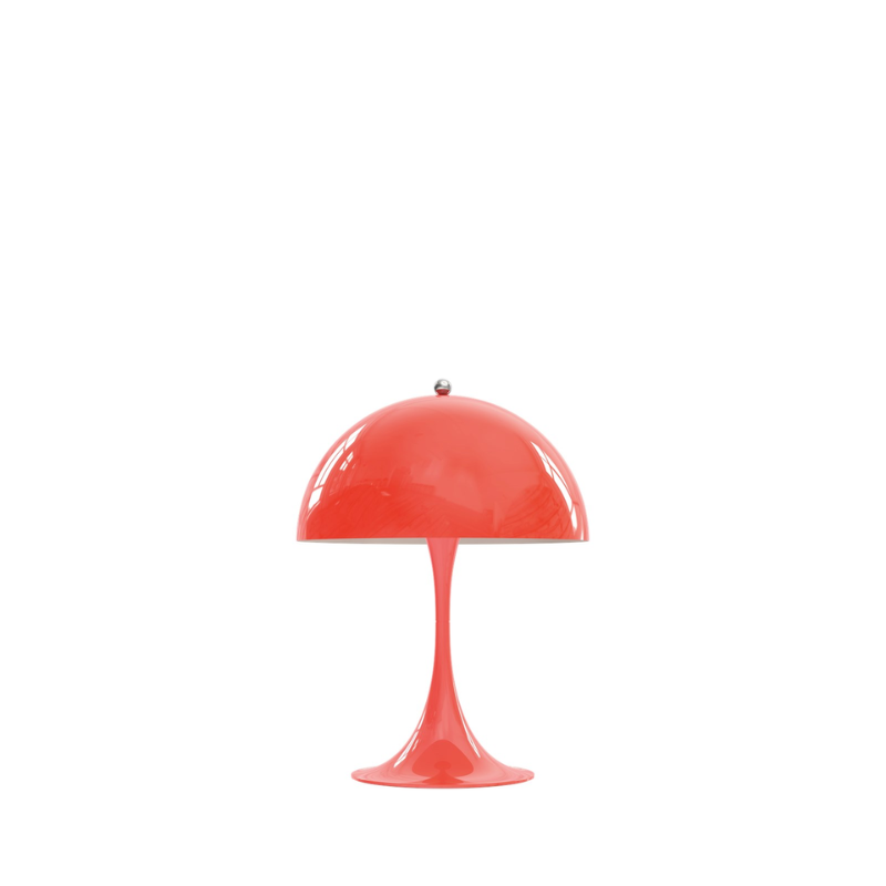 The Panthella 250 Table Lamp from Louis Poulsen in coral.