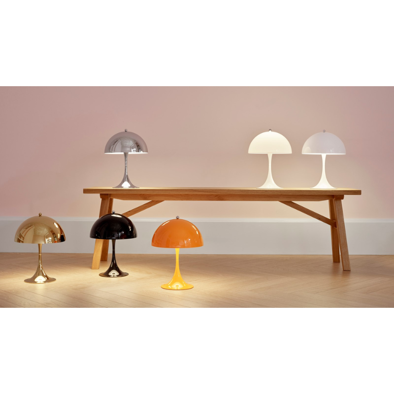 The Panthella 250 Table Lamp from Louis Poulsen in a shot showing the Panthella lighting collection.