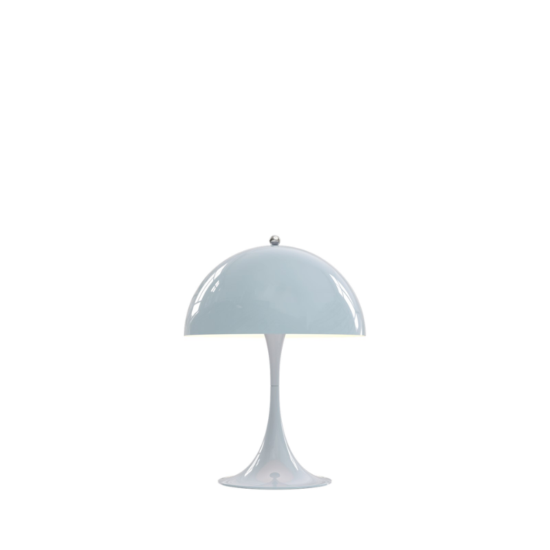 The Panthella 250 Table Lamp from Louis Poulsen in pale blue.