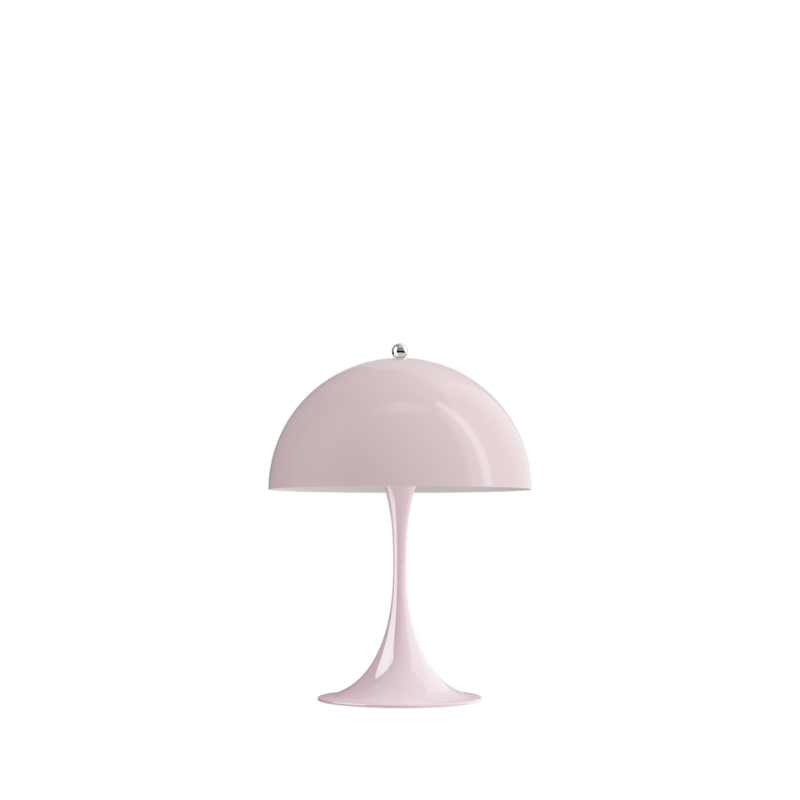 The Panthella 250 Table Lamp from Louis Poulsen in pale rose opal acrylic.