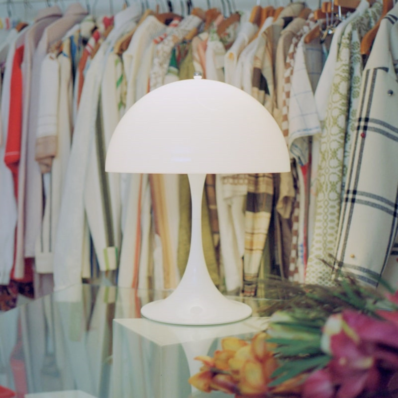 The Panthella 400 Table Lamp from Louis Poulsen in a closet.