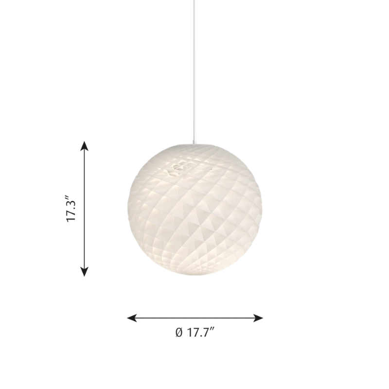 The Patera Pendant from Louis Poulsen, size small dimensions.
