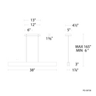 The dimensions of the Drift from Modern Forms, 38 inch.